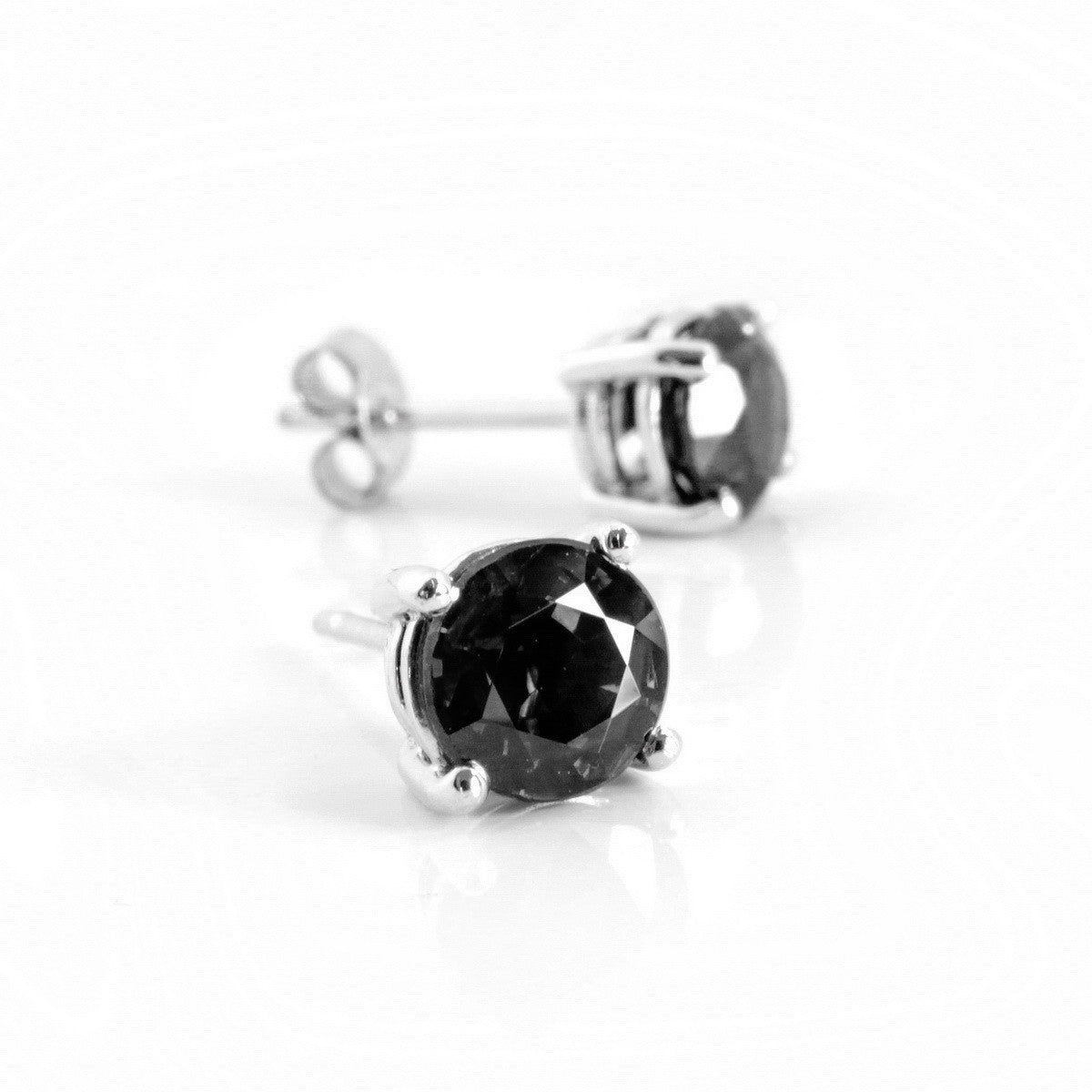 1/2ct; Half Carat Black Diamond Studs in Sterling Silver (.45-.55ct total weight)