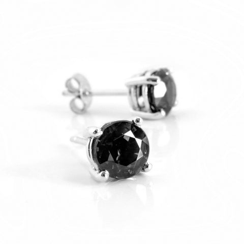 1/4ct; Quarter Carat Black Diamond Studs in Sterling Silver (.23-.27ct total weight)