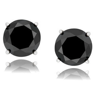 1/2ct; Half Carat Black Diamond Studs in Sterling Silver (.45-.55ct total weight)