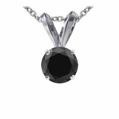 1.00ct; One Carat Black Diamond Studs Single Stone Pendant in Sterling Silver (.90-1.10ct total weight)